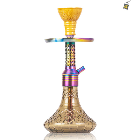 Dark Knight Slash Hookah with Bag - Rainbow Stem / Grey Base