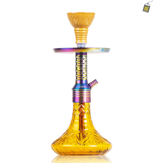 Dark Knight Zipper Hookah with Bag - Rainbow Stem / Amber Base