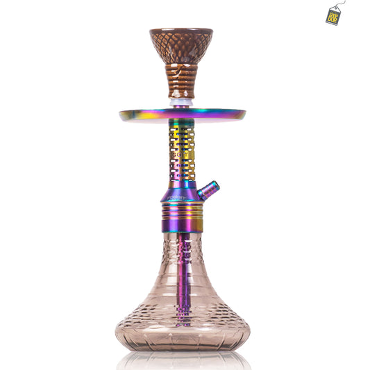 Dark Knight Zipper Hookah with Bag - Rainbow Stem / Grey Vertigo Base