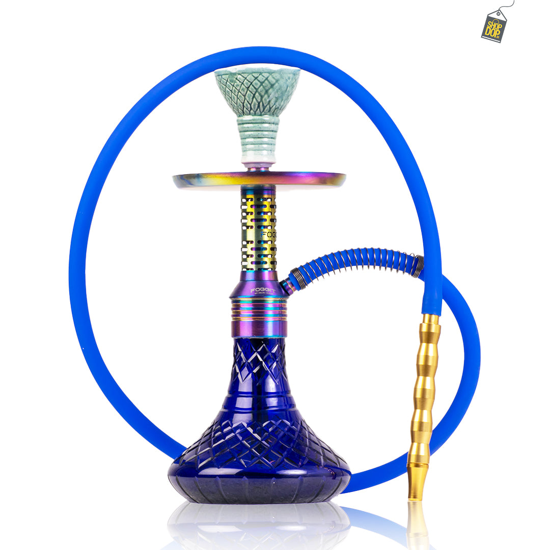 Dark Knight Zipper Hookah with Bag - Rainbow Stem / Royal Blue Base