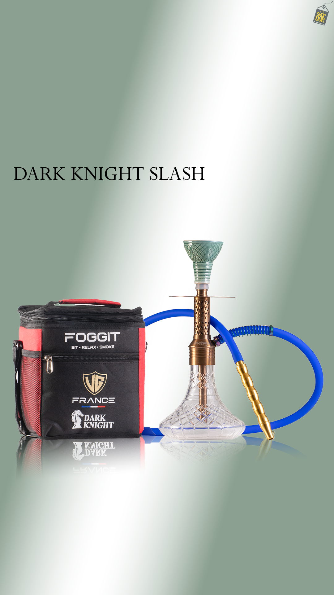 Dark Knight Slash Hookah with Bag - Bronze Stem / Transparent Base