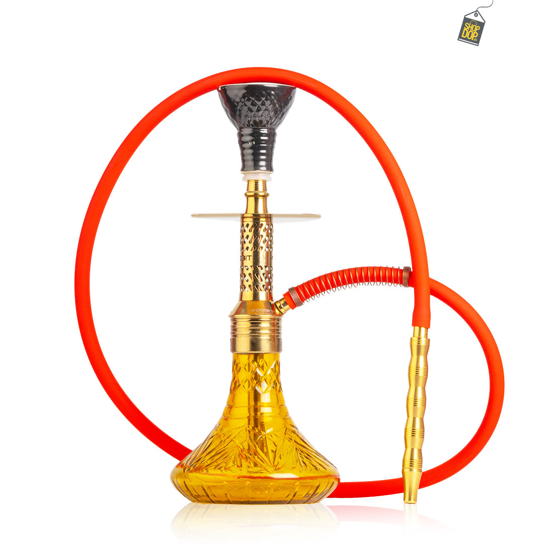 Dark Knight Hookah with Bag - Gold Stem / Amber Base