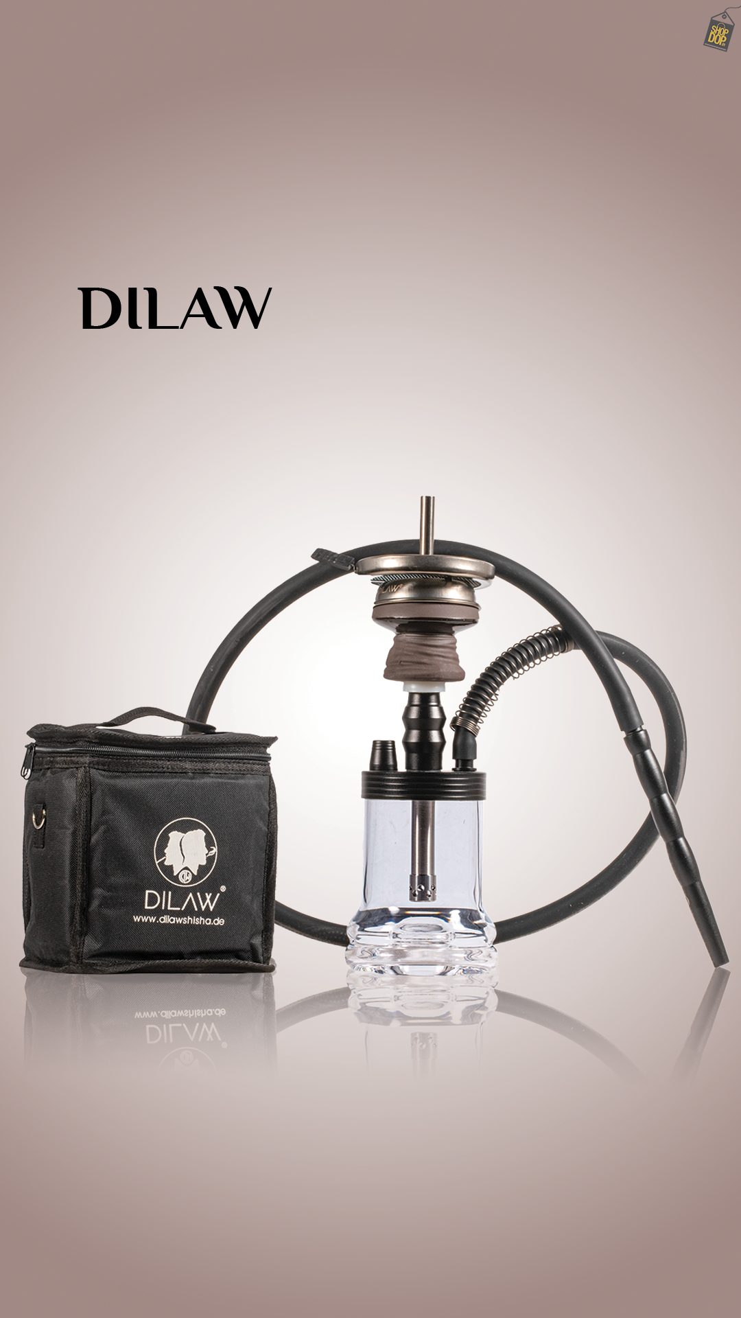 Dilaw Shot Hookah with Bag - Black (Small LED)