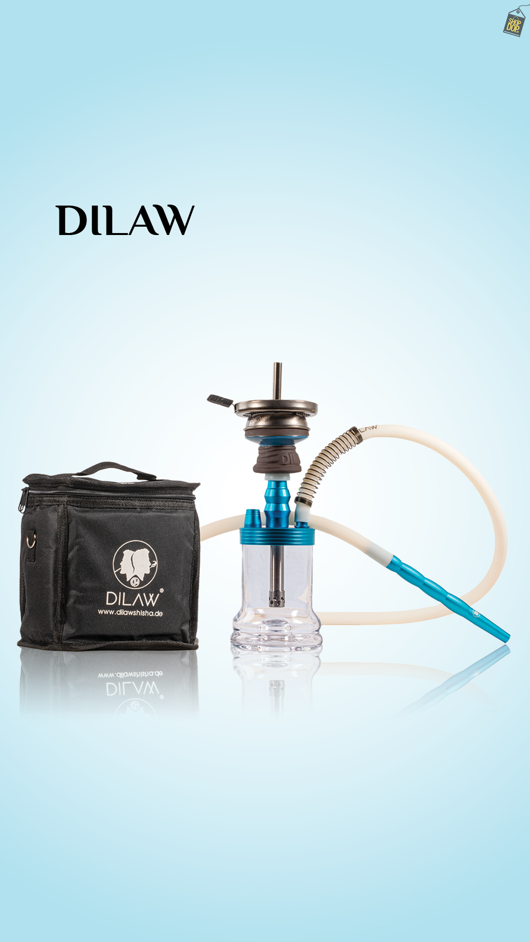 Dilaw Shot Hookah with Bag - Blue (Small LED)