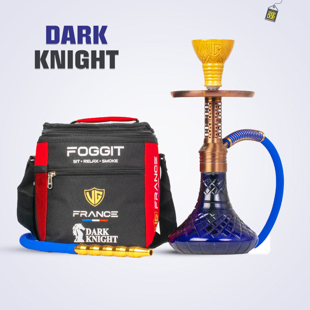 Dark Knight Zipper Hookah with Bag - Bronze Stem / Blue Base