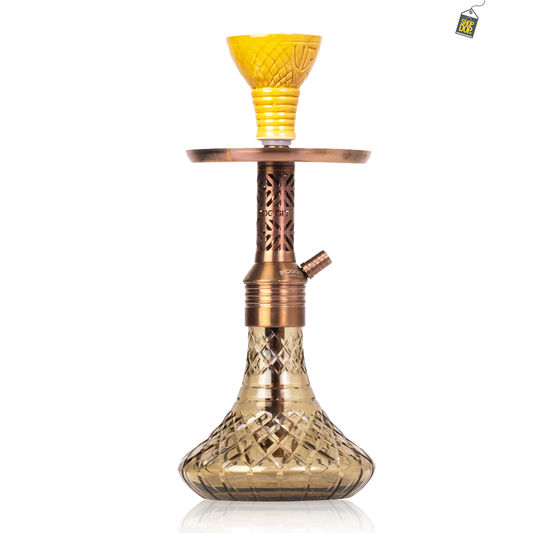 Dark Knight Gem Hookah with Bag - Bronze Stem / Grey Base