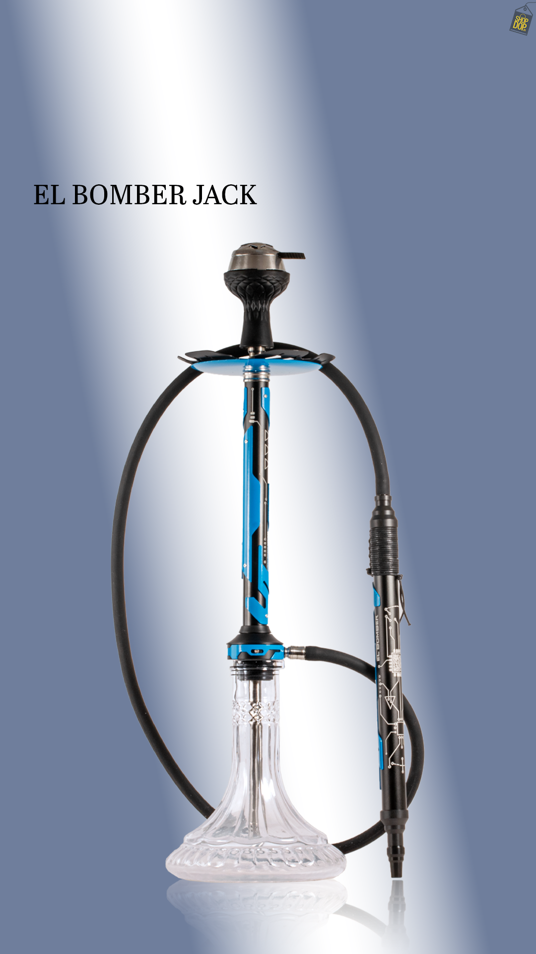El Bomber Jack Hookah - Blue Stem / Transparent Base