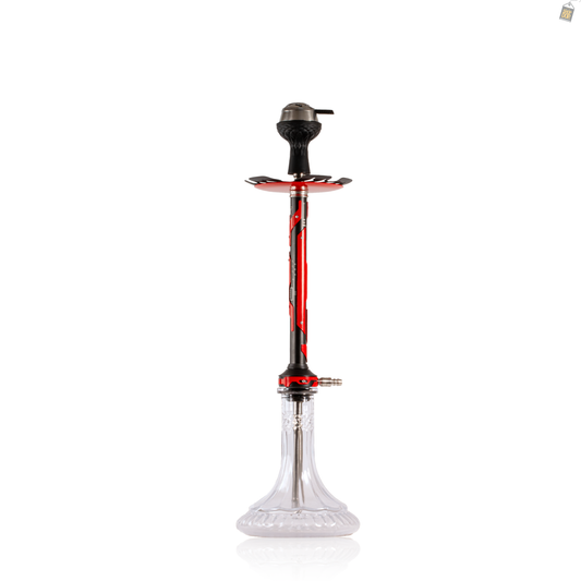 El Bomber Jack Hookah - Red Stem / Transparent Base