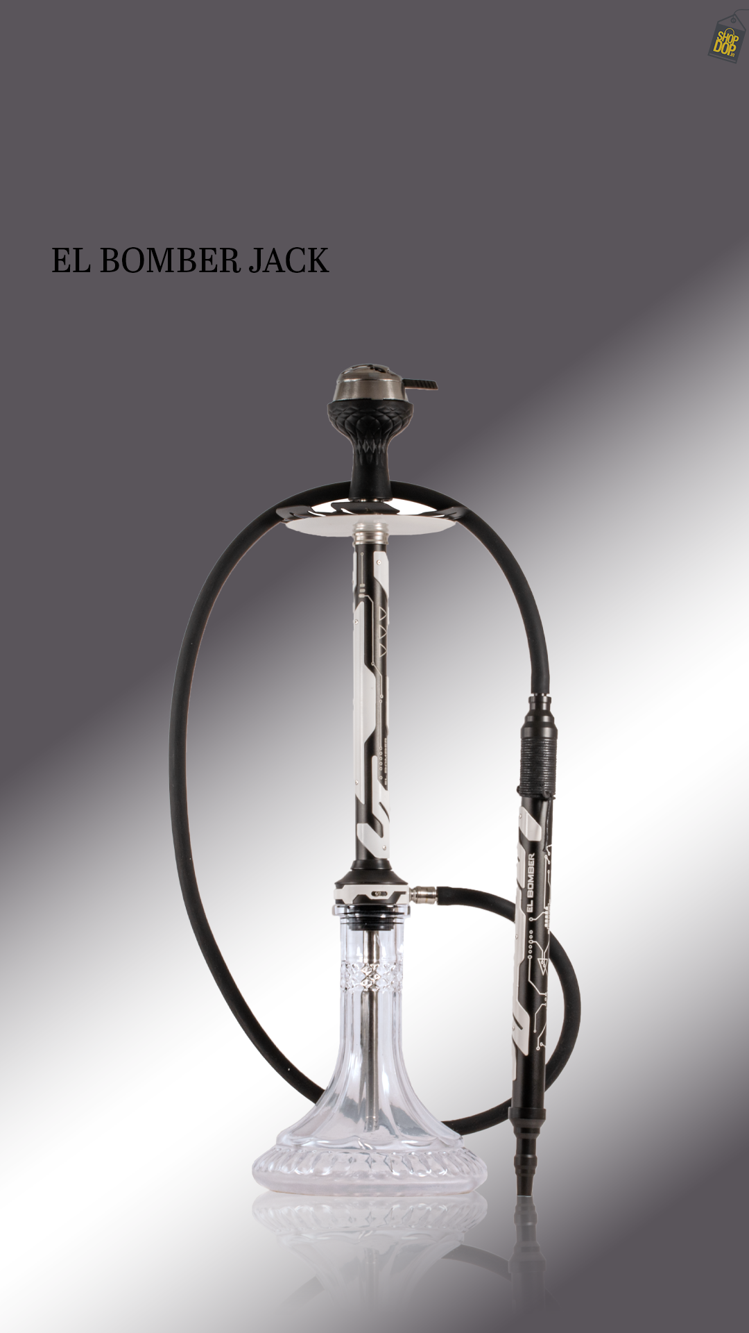 El Bomber Jack Hookah - White Stem / Transparent Base