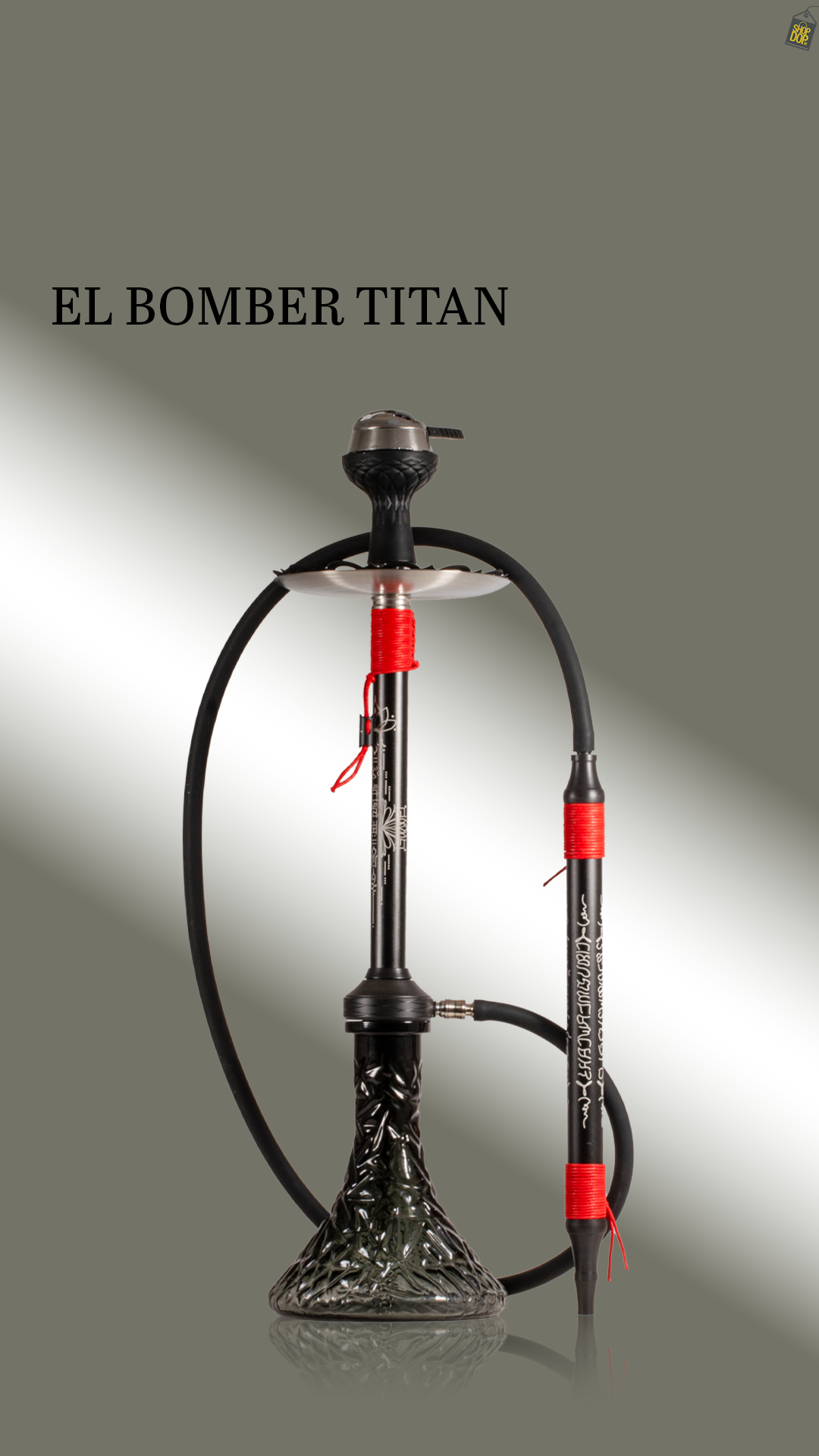 El Bomber Titan Hookah - Red Stem / Black Base