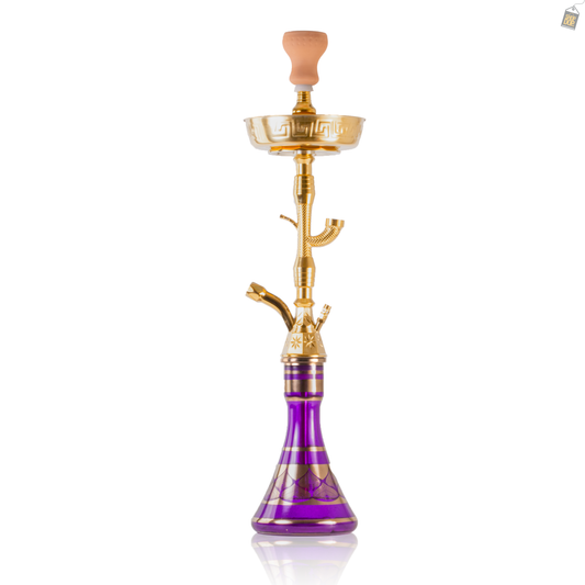 Ewer Khalil Hookah - Gold Stem / Purple Base