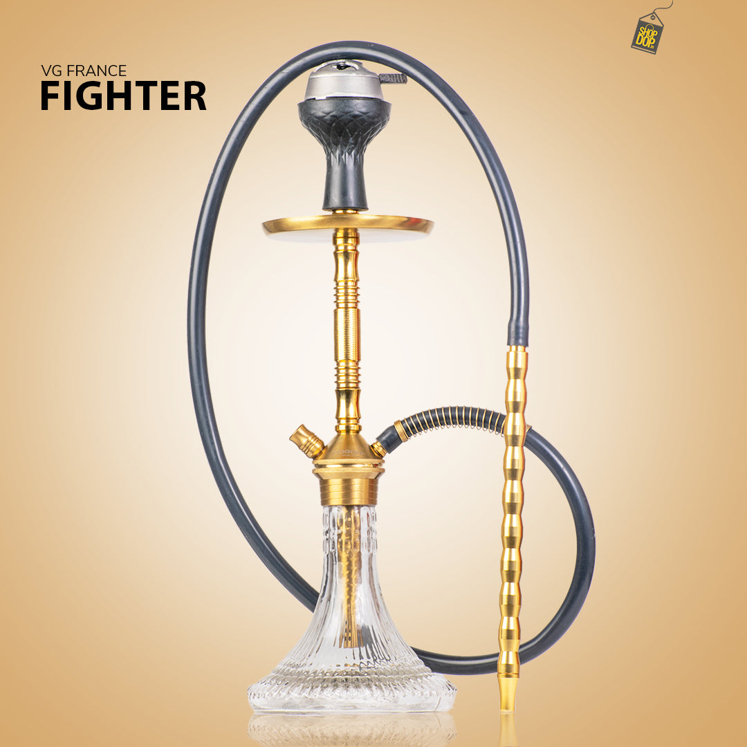Fighter Hookah L2 - Gold Stem / Transparent Base