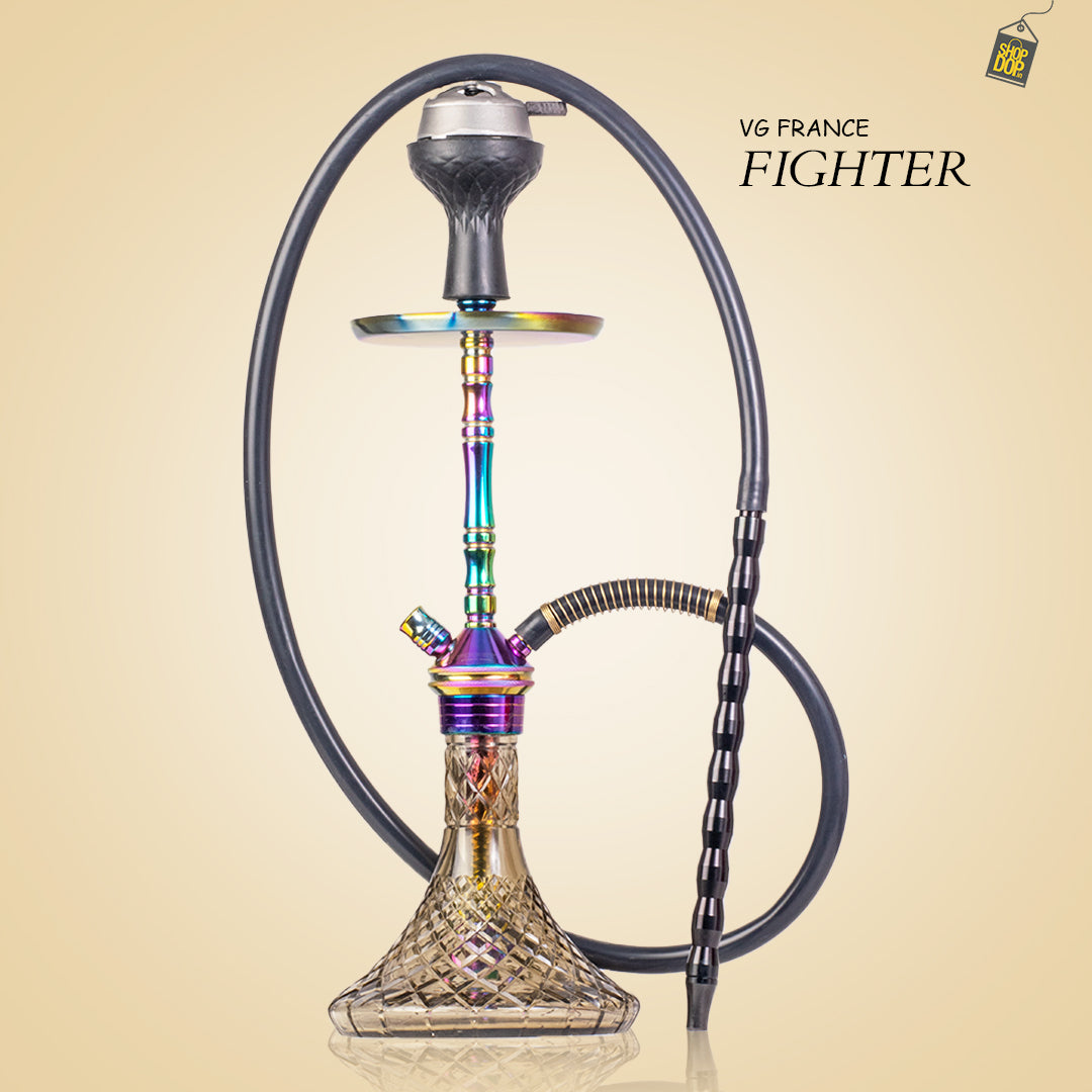 Fighter Hookah L3 - Rainbow Stem / Grey CGB Base