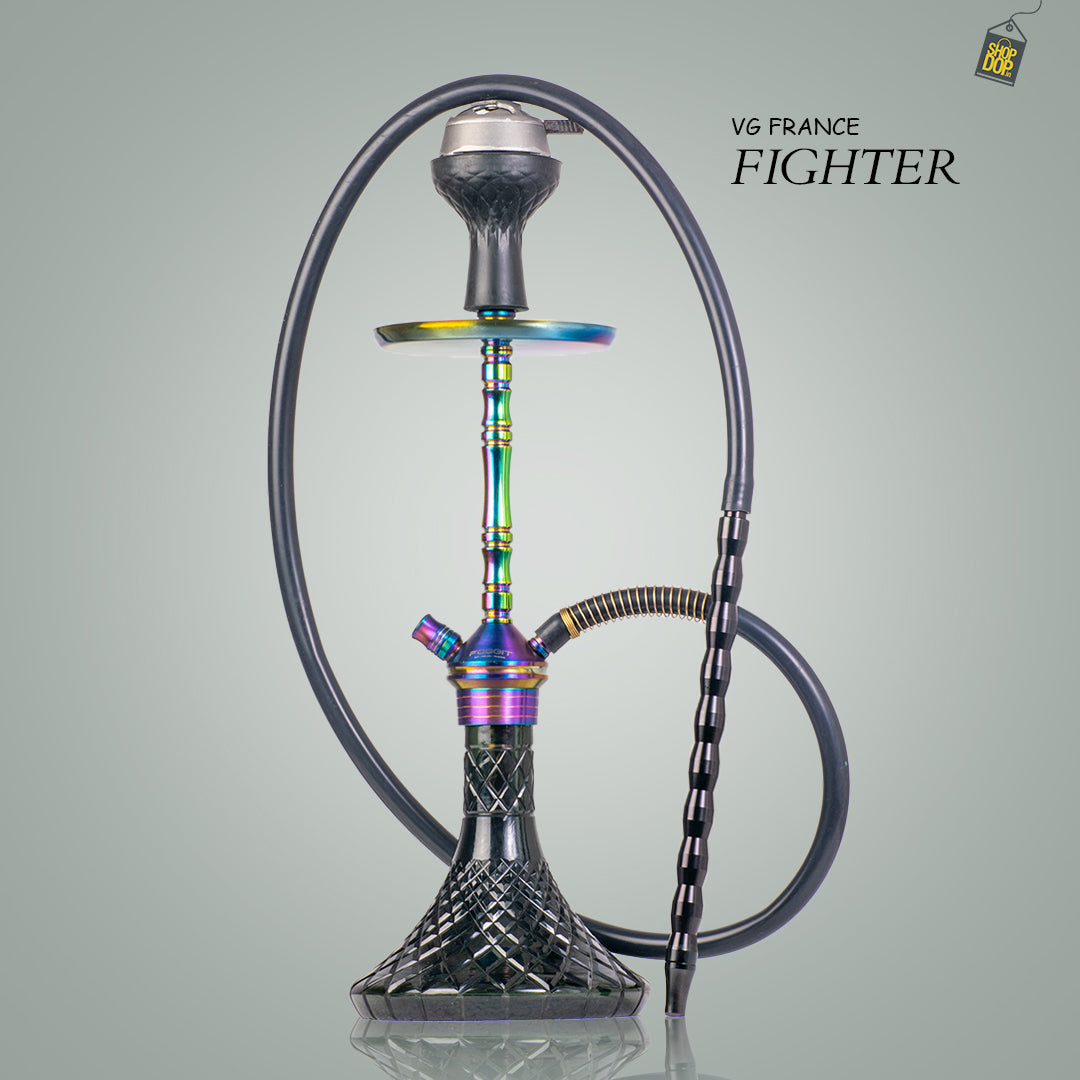 Fighter Hookah L3 - Rainbow Stem / Black Base