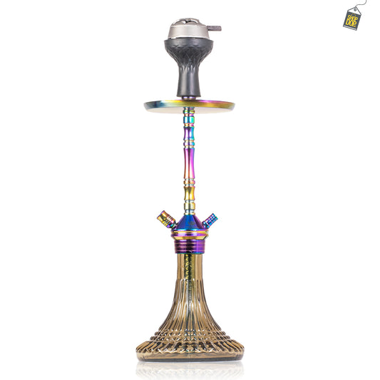 Fighter Hookah L3 - Rainbow Stem / Grey Line Base