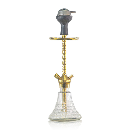 Fighter Ladder Hookah - Gold Stem / Transparent Base