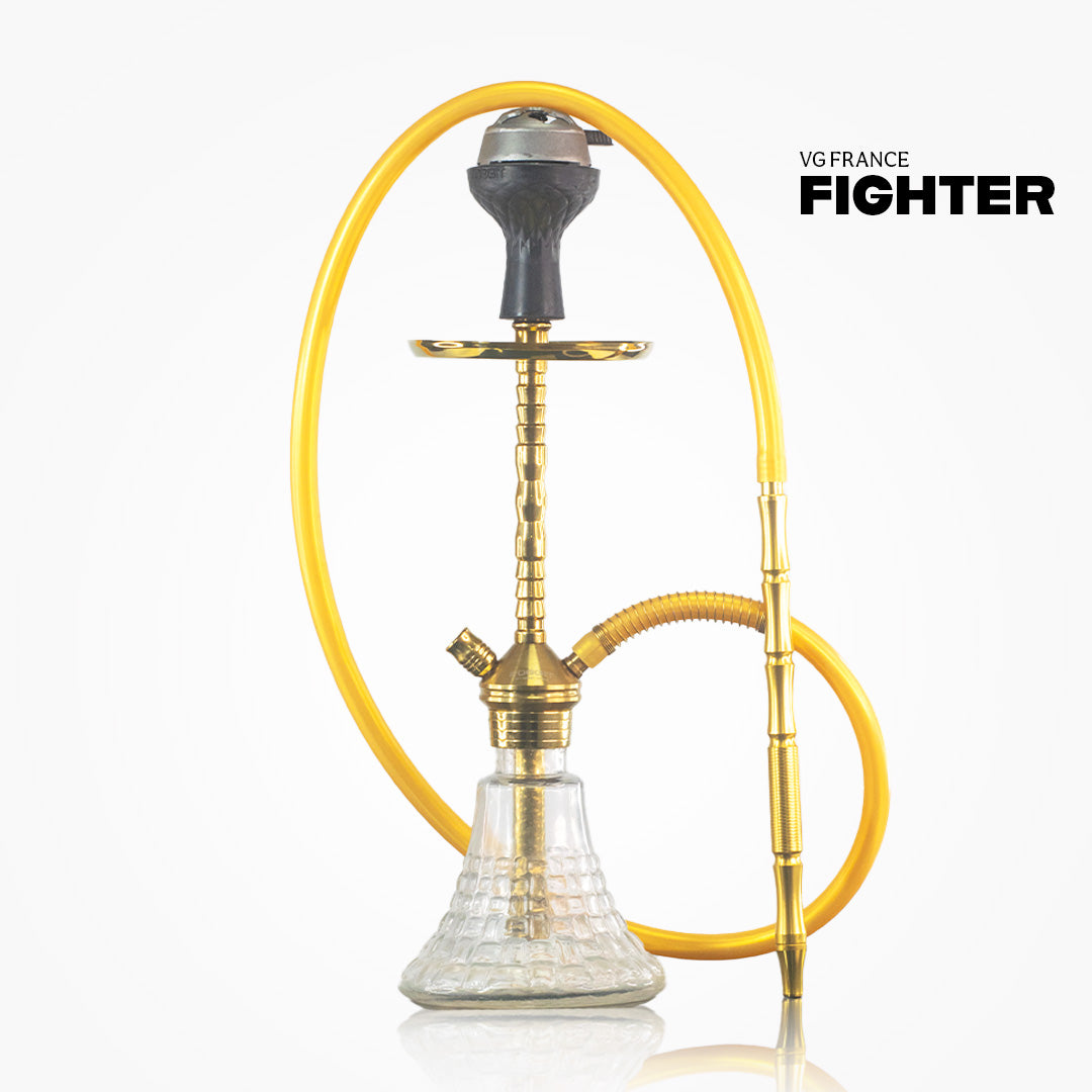 Fighter Ladder Hookah - Gold Stem / Transparent Base