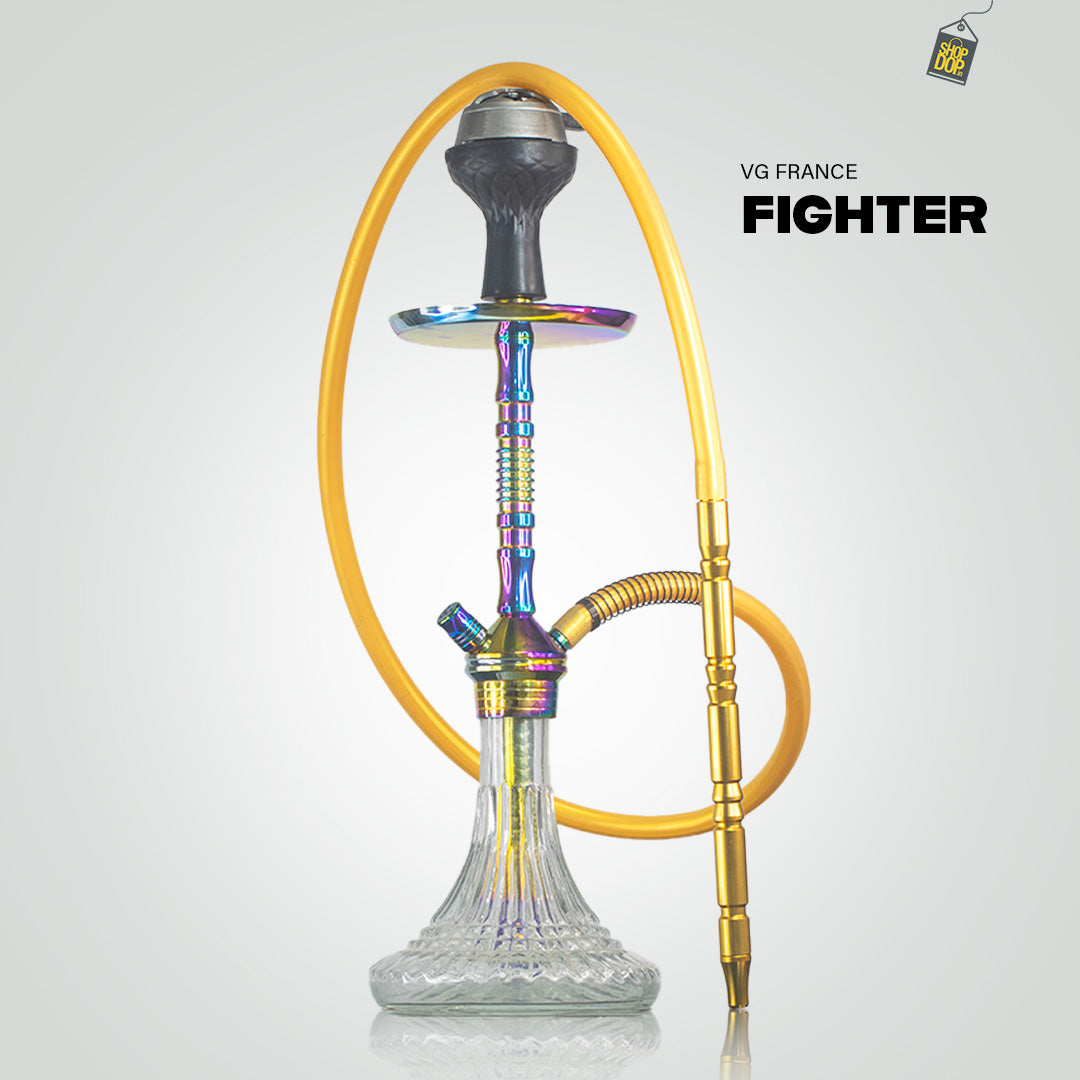 Fighter R6 Hookah - Rainbow Stem / Transparent Base