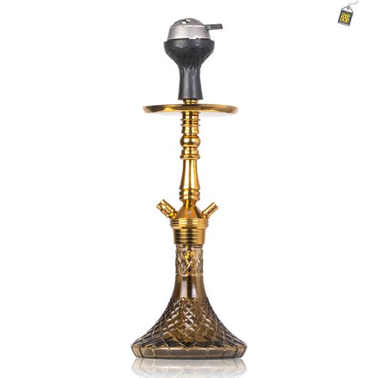 VG Joe Shin Hookah with Bag - Gold Stem / Grey Base