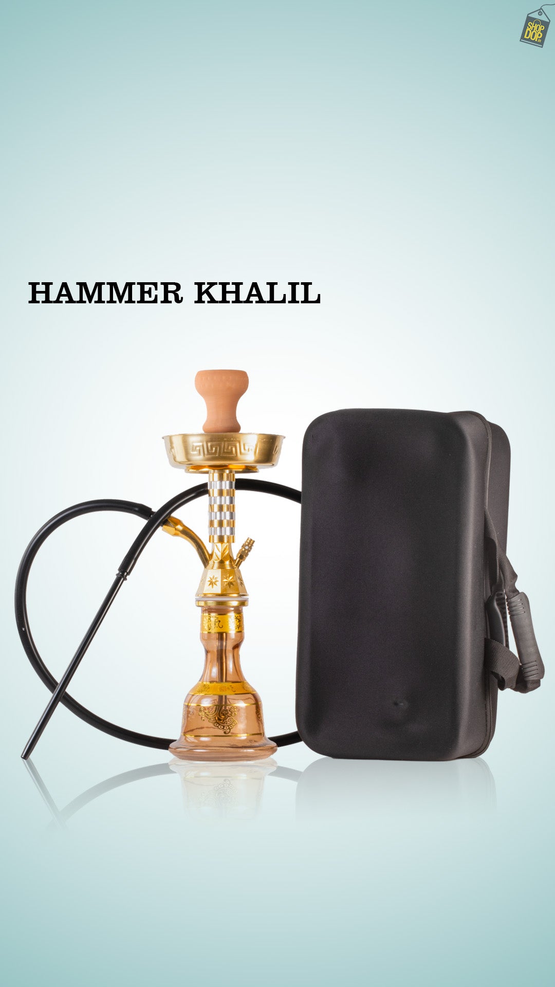 Hammer Khalil Gem Hookah - Gold Stem / Grey Base
