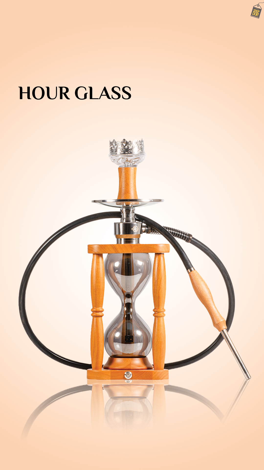 Hour Glass Hookah with LED Light - Light Brown