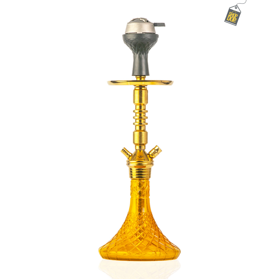 JOE Hookah with Bag (Fighter Series) - Gold Stem / Amber Base