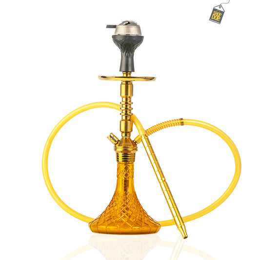 JOE Hookah with Bag (Fighter Series) - Gold Stem / Amber Base