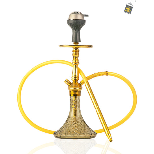 JOE Hookah with Bag (Fighter Series) - Gold Stem / Grey Base