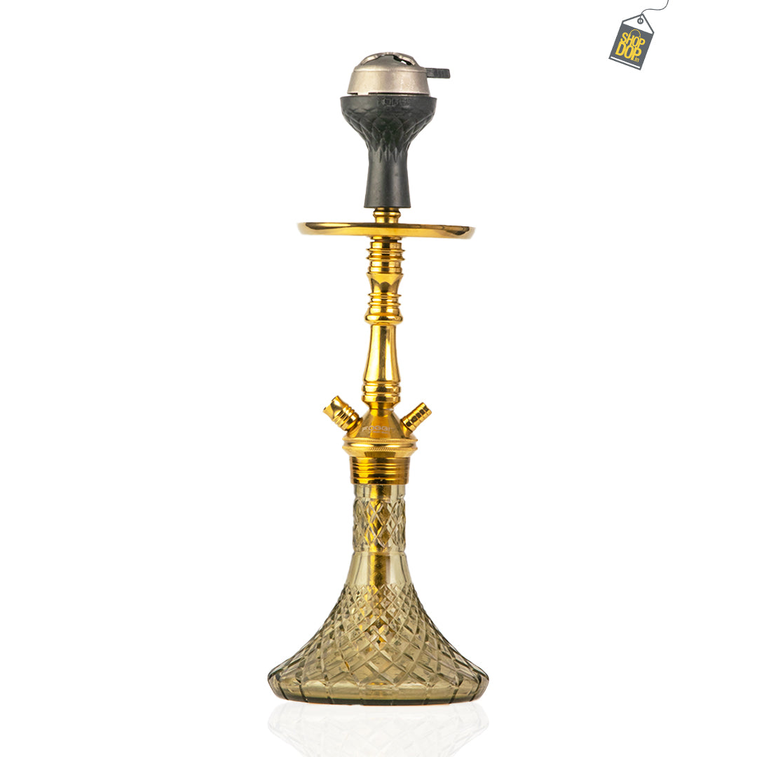 JOE Hookah with Bag (Fighter Series) - Gold Stem / Grey Base