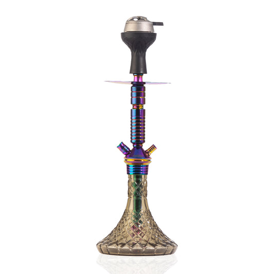 JOE Hookah with Bag (Fighter Series) - Rainbow Stem / Grey Base