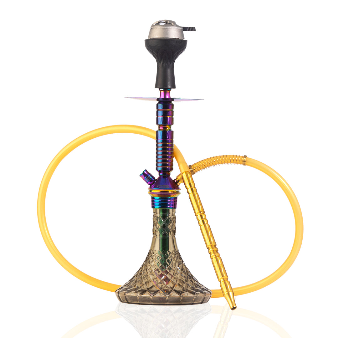 JOE Hookah with Bag (Fighter Series) - Rainbow Stem / Grey Base
