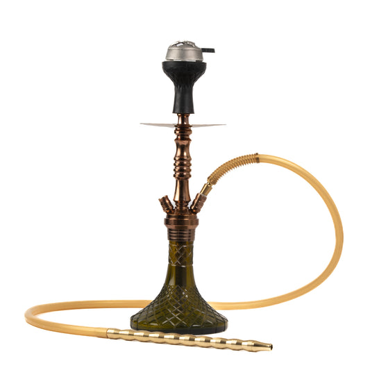 Joe Hookah with Bag (Fighter Series) - Light Amber Base / Rose Gold Stem