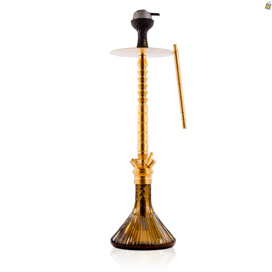 COCOYAYA King Series Heygan Hookah with Black Bag - Gold Stem / Grey Base