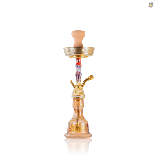 Knotter Khalil Gem Hookah - Gold Stem / Grey Base