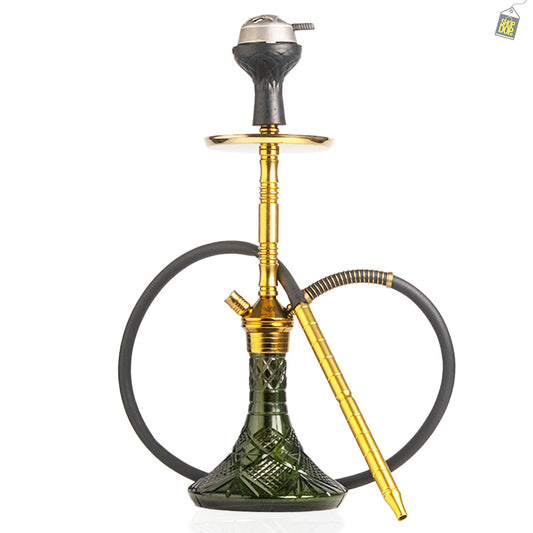Fighter Hookah L2 - Gold Stem / Green Base