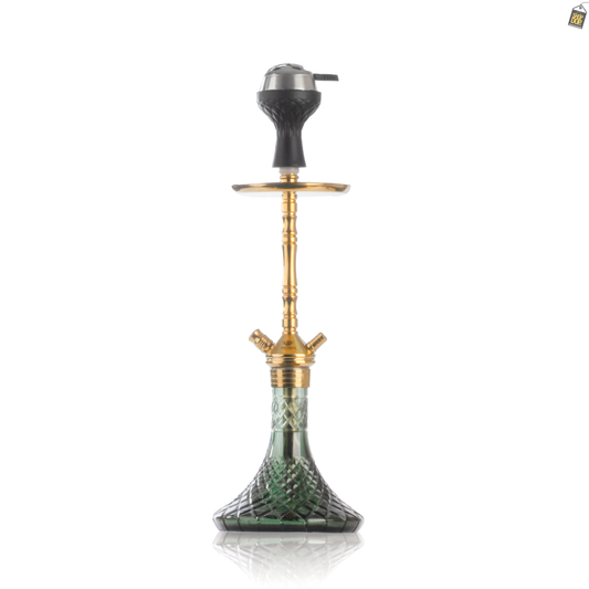 Fighter Hookah L3 - Gold Stem / Emerald Green Base