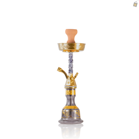 Ladder Khalil Gem Hookah - Gold Stem / Grey Base