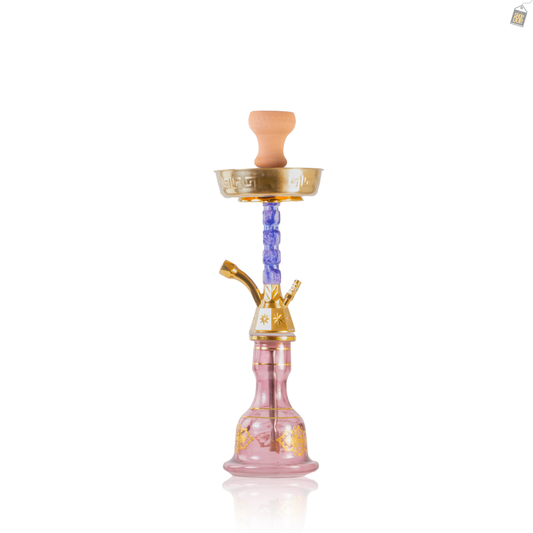 Ladder Khalil Gem Hookah - Gold Stem / Purple Base