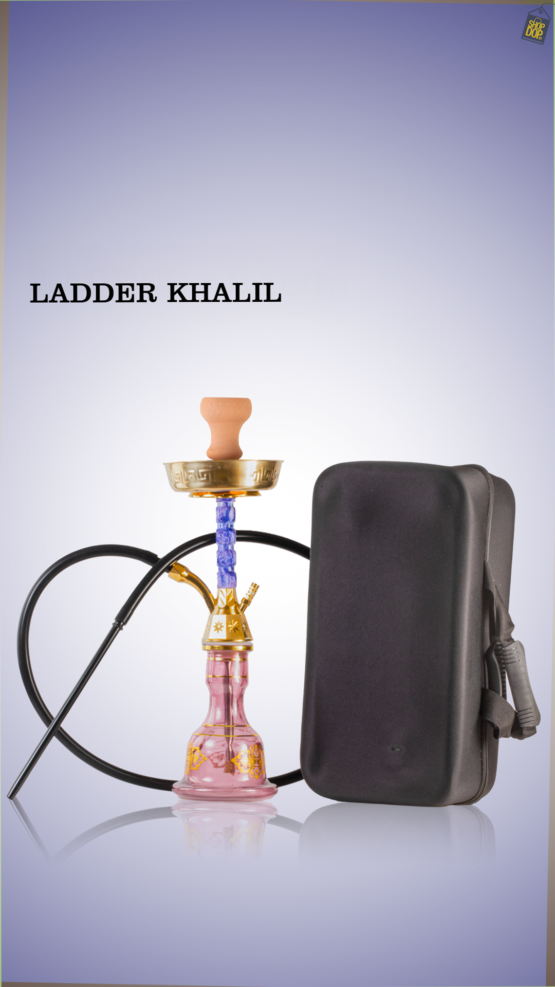 Ladder Khalil Gem Hookah - Gold Stem / Purple Base