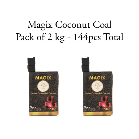 Magix Coconut Coal for Hookah - Pack of 2kg (144pcs Total)