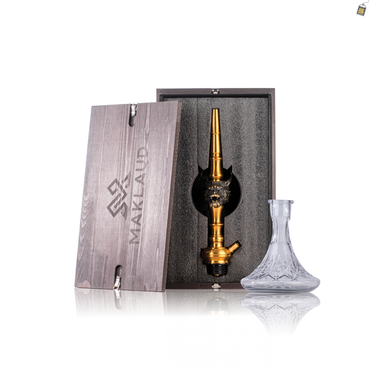 MKL Beast Lord Hookah with Wooden Case - Gold