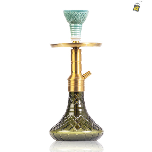 Noddy 007 Night Fire Hookah with Bag - Gold Stem / Black Base
