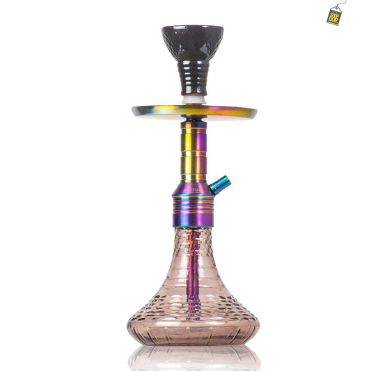 Noddy 007 Night Fire Hookah with Bag - Rainbow Stem / Light Purple Base