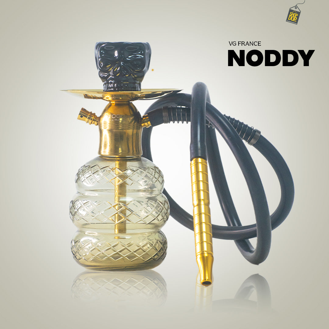 Noddy Hookah 3 Layer - Gold Stem / Grey Base