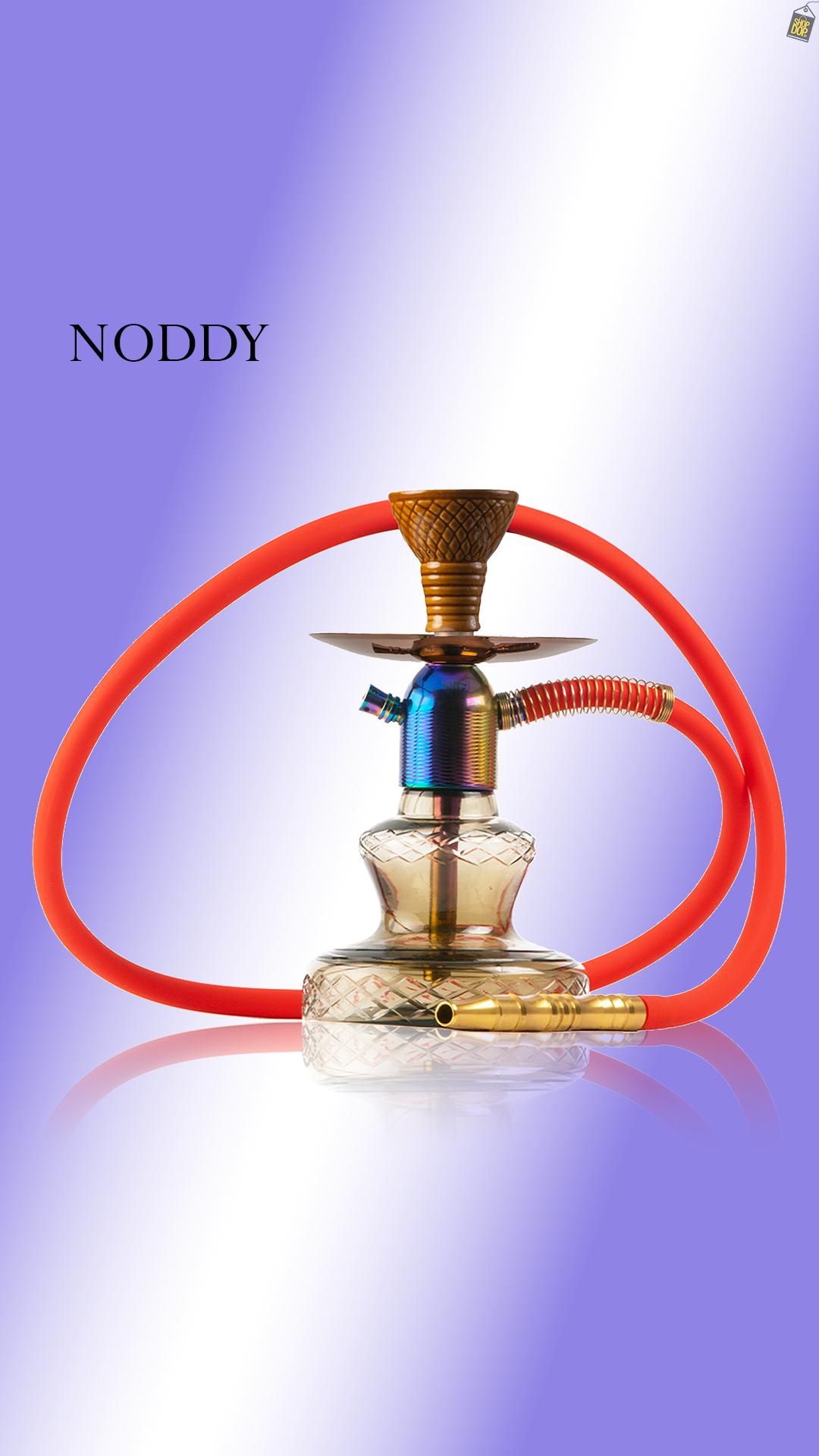 Noddy Hookah - Rainbow Stem / Grey Carafe Base