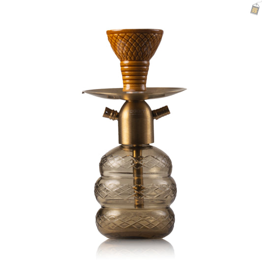 Noddy Hookah 3 Layer - Gold Stem / Grey Base