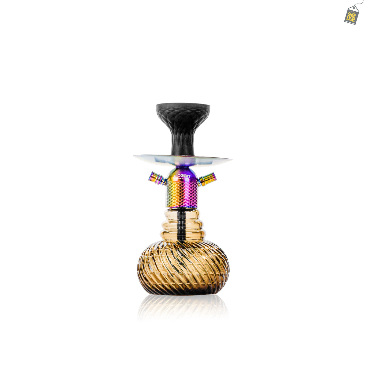 Noddy Hookah - Rainbow Stem / Grey Spiro Base