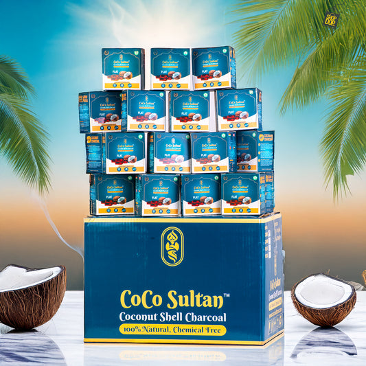 Pack of 12kg (Peti) - COCO Sultan Coconut Flat Coal (30pcs Each 250g) - Carton