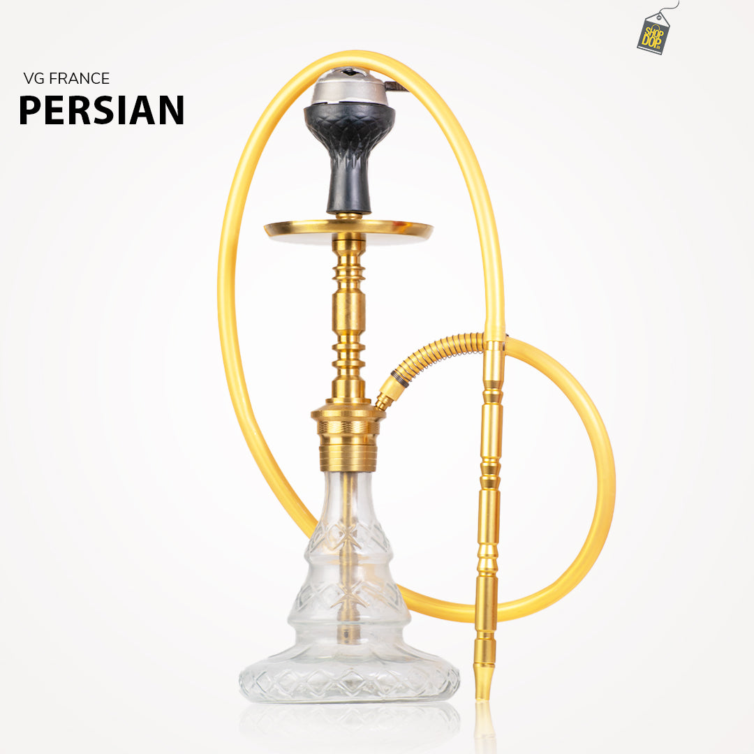 Persian Carafe 2.0 Hookah with Bag - Gold Stem / Transparent Base