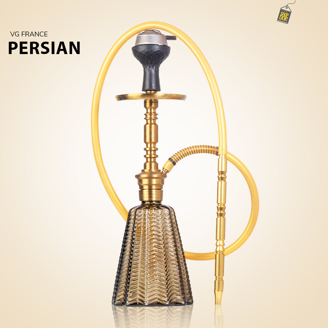 Persian Jewel 2.0 Hookah with Bag - Gold Stem / Grey Base